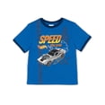 thumbnail image 3 of Hot Wheels Ringer T-Shirt, French Terry Shorts and Hat 3 Piece Outfit Set Toddler to Big Kid, 3 of 5