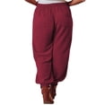 thumbnail image 3 of Women High Waist Trousers Loose Casual Solid Color Drawstring Harem Pants with Pockets, 3 of 6
