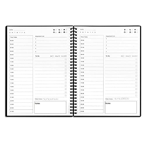 Cuaderno UtyTrees, planificador diario sin fecha - horarios en blanco, 7.6x10.2, 96 pág, negro