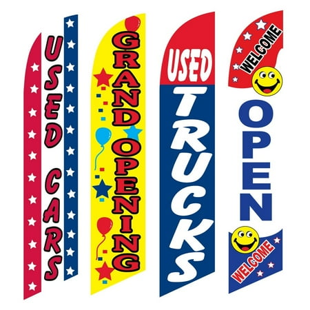 4 Advertising Swooper Flags Used Cars Grand Opening Used Trucks Welcome Open