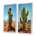 thumbnail image 3 of Designart "Desert Guardian Green Coral Cactus Organ II" Cactus Framed Wall Art Set Of 2 - Green Floral Framed Canvas Set For Living Room Decor, 3 of 7