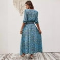 thumbnail image 4 of New Spring/Autumn Style Three-Quarter Sleeve Waist-cinching Bohemian Dress, Vacation Style Beach Dress, 4 of 6