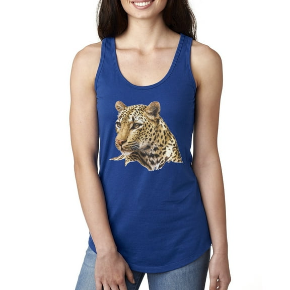 Cute Southeast African Cheetah Fashion Ladies Racerback Tank Top, Royal, Medium