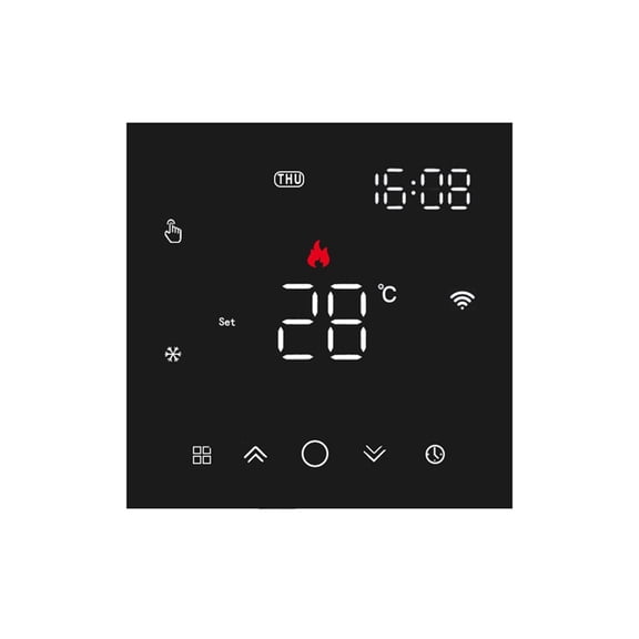 Tuya WiFi Smart Thermostat for Home - 100-240V, 16A, 1°C, 5-35°C, Black, 86x86x14mm, Tuya Smart Life