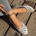 thumbnail image 5 of KIJBLAE Women's Polka Dot Print Low Cut Flats, Retro Slip On Lazy Trendy Daily Casual Flat Shoes White 42, 5 of 9