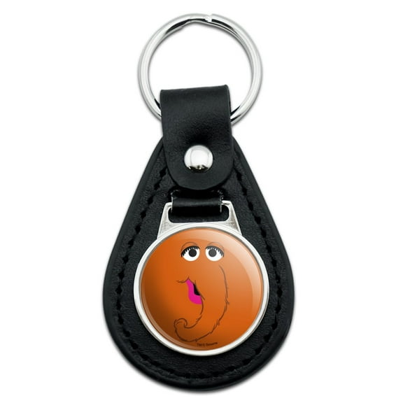 Black Leather  Sesame Street Snuffleupagus Face Keychain