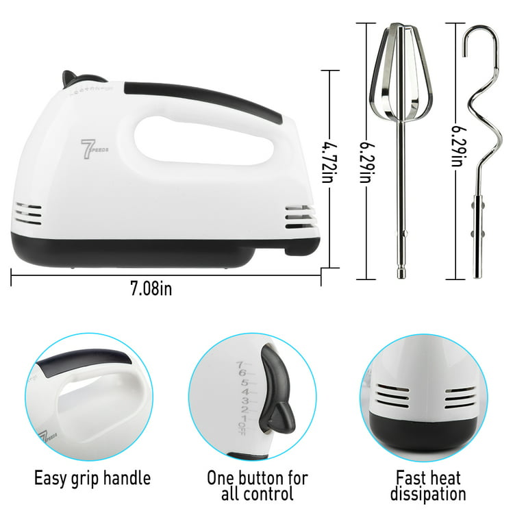 Electric Hand Mixer Egg Beater 7-Speed Easy Mix Good Grips Cake