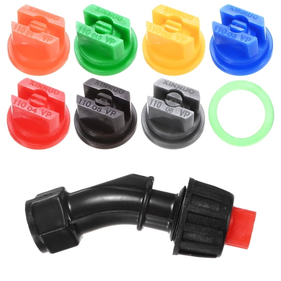 Uxcell 7-Pack 110 Degree Flat Fan Shaped Spray Nozzles, Plastic 0.1-0.6mm Pores Sprayer Nozzle Tip with Spray Wand [Multicolor]