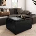 thumbnail image 6 of Simpli Home Avalon 34in.W Coffee Table Storage Ottoman in Midnight Black Faux Air Leather, 6 of 8