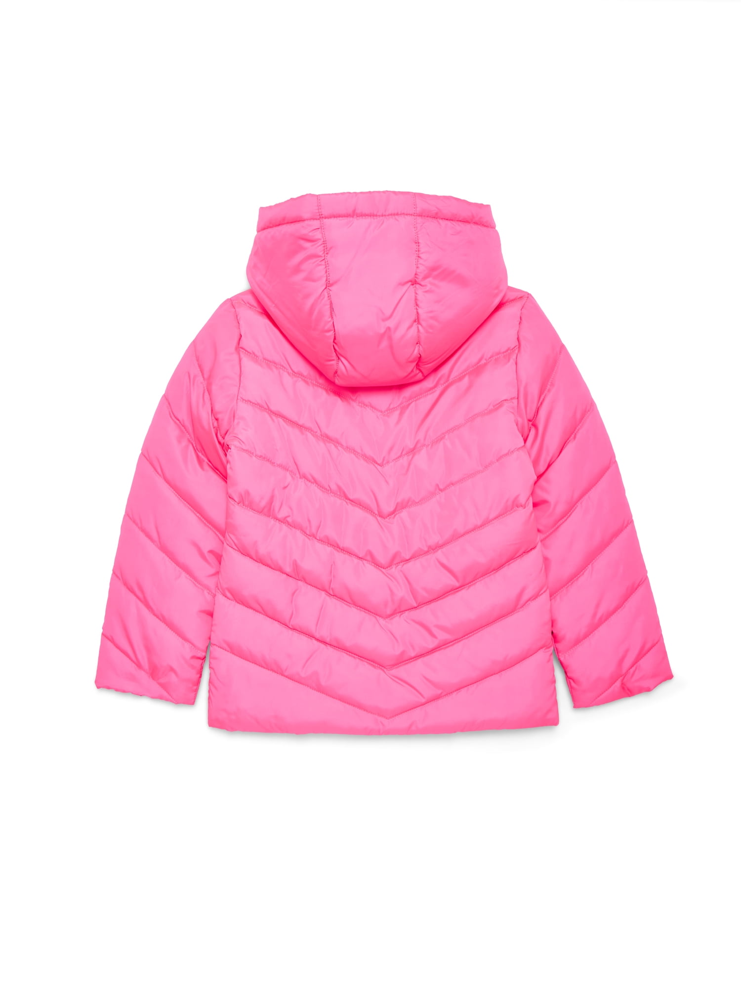 Pink Platinum Girls Solid Quilted Puffer Coat with Hood, Sizes 4-16