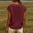 thumbnail image 4 of GUACER Short Sleeve Linen Cotton Tops for Women Peter Pan Collar Casual Button Placket Blouses Summer Shirts, 4 of 9