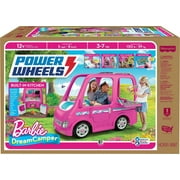 12V Power Wheels Barbie Dream Camper Battery-Powered Ride-On with Music Sounds & 14 Accessories