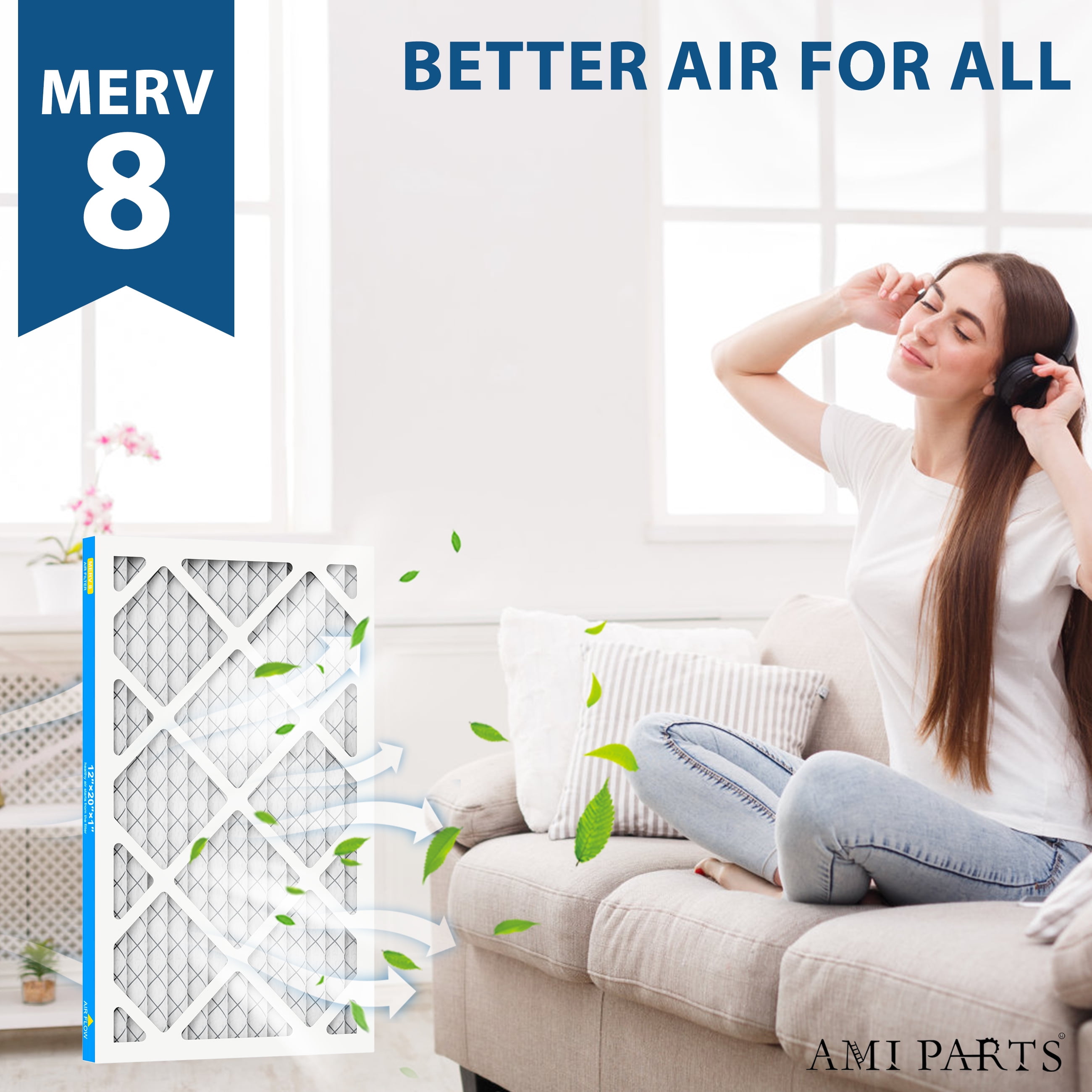 AMI PARTS 12X20X1 HVAC Furnace Air Filter,MERV8 Air Filter for Dust Reduction,6 Filters