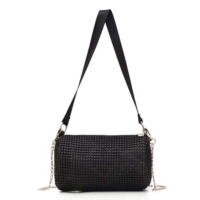 Mini bolso de hombro para axilas de cadena brillante de color puro para mujer informal (negro) Likrtyny multifunción de oficina
