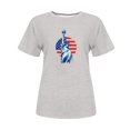 thumbnail image 2 of Tops Cortos para Mujeres Bandera de Moda Impresa Cuello Redondo, Camiseta de Manga 3/4 para Uso Diario, Casero Y Cómodo, 2 of 4