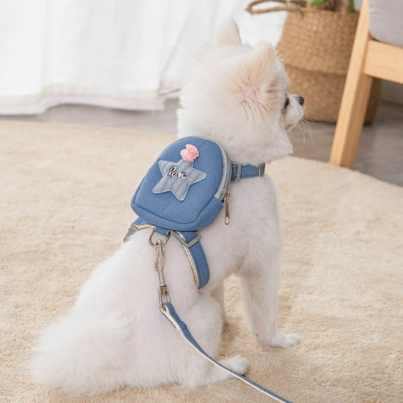 FAMTKT Suede with Reflective Strip Pet Chest Strap Dog Vest with Traction Rope, Pet Products