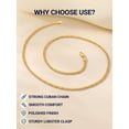 thumbnail image 5 of PROSTEEL 3mm/5mm Cuban Necklace Pure S925 Sterling Silver Chain for Women Sensitive Skin Hypoallergenic Gold Plated Birthday Graduation Gift for Female Mom Wife, 5 of 9