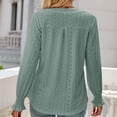 thumbnail image 5 of IROINID Reduced Womens Long Sleeve V-Neck Shirts Lounge Comfortable Solid Color Ruffle Sleeve Tops Blouse,Green, 5 of 5