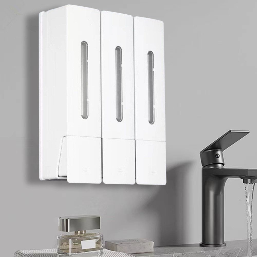 Shampoo and Conditioner Dispenser Shower Soap Dispenser Shower Dispenser 3 Chamber No Drill Shampoo Dispenser, Wall Mounted for Home Hotel