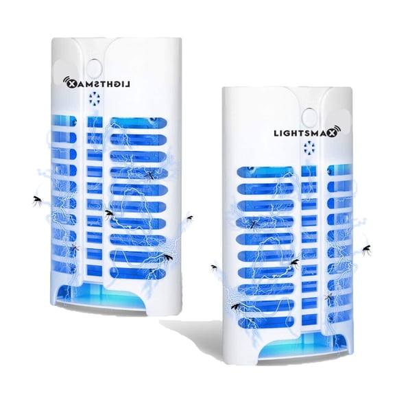 2 PK LIGHTSMAX Indoor Insect Killer, Plug-in Bug Zapper Electric Mosquito Killer Lamp with Light Sensor - Perfect for Indoor Pest Control (white)