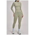 thumbnail image 4 of Top-kevin 2 Piece Seamless Ribbed Workout Sets With Zip Up Jacket High Waisted Gym Yoga Leggings, 4 of 6