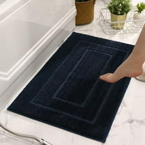 Soft Microfiber Bathroom Rug Non-Slip Absorbent 20" x 32" Dark Blue Geometric Pattern Bathtub Mats Washable