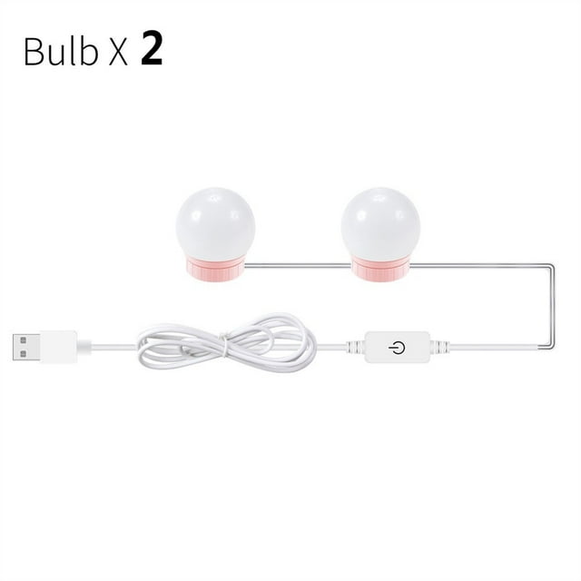 LED USB Makeup Mirror Light Bulb Pink Hollywood Vanity Lights Touch Control Stepless Dimmable Lamp 2/ 6 /10/14 Bulb Bedroom ,Widely Use