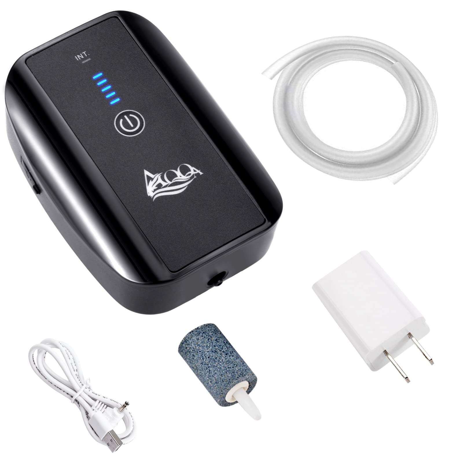 AQQA Aquarium Air Pump, Battery Rechargeable Portable Bubbles Oxygen