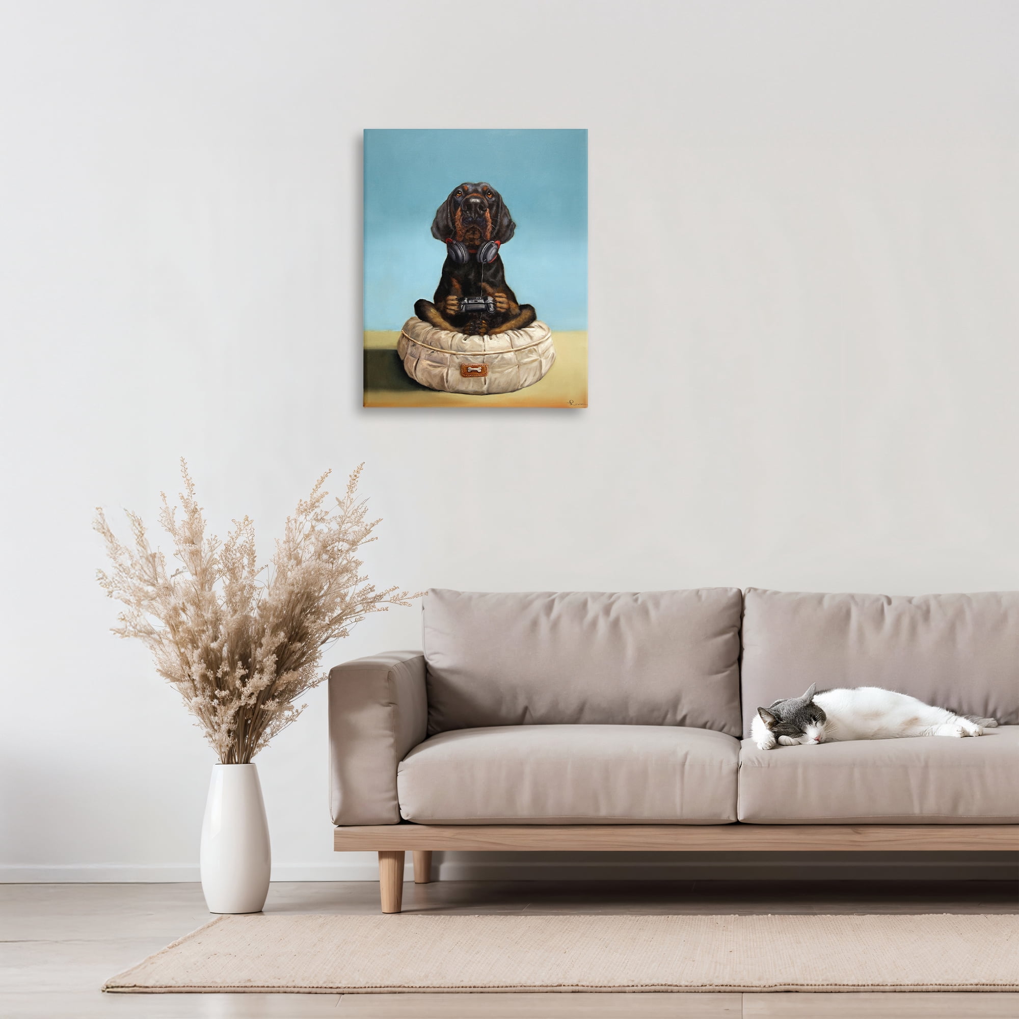 Stupell Industries Game Boy Playing Dog Canvas Wall Art, design by Lucia Heffernan
