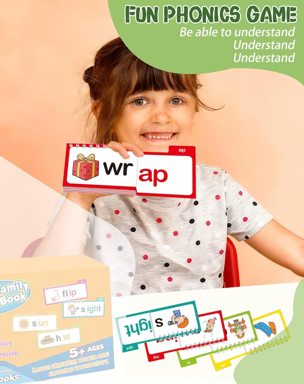 30 Read and Rhyme Flip Books, Word Family Build Book with Phonics & Sight Words Flash Cards, Interactive Reading Games for Kindergarten Classroom