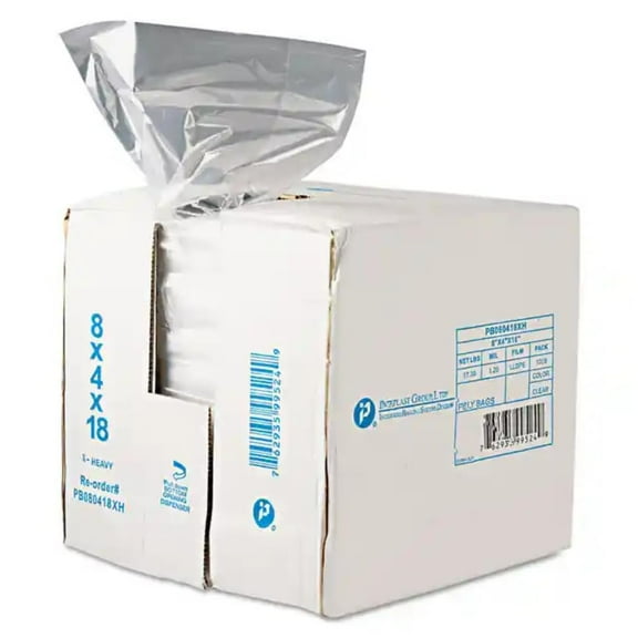 Inteplast Group PB080418R Get Reddi Food & Poly Bag, 8 x 4 x 18, 8-Quart, 0.68 Mil, Clear (Case of 1000)