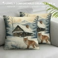 thumbnail image 3 of NJEUXUS  Wonderland Reindeer Fox Decorative Throw Pillow Covers , Blue Watercolor Tree Mountain Sofa Cushion Case, 3 of 5