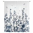 thumbnail image 2 of Blue Botanical Sheer Curtains 54 Inches Long, Dragonfly Flower Leaf Retro Ink Style Light Filering Curtains, Breathable Simi Curtain Privacy Drapes for Kitchen Bathroom Small Window Treatment, 2 of 9