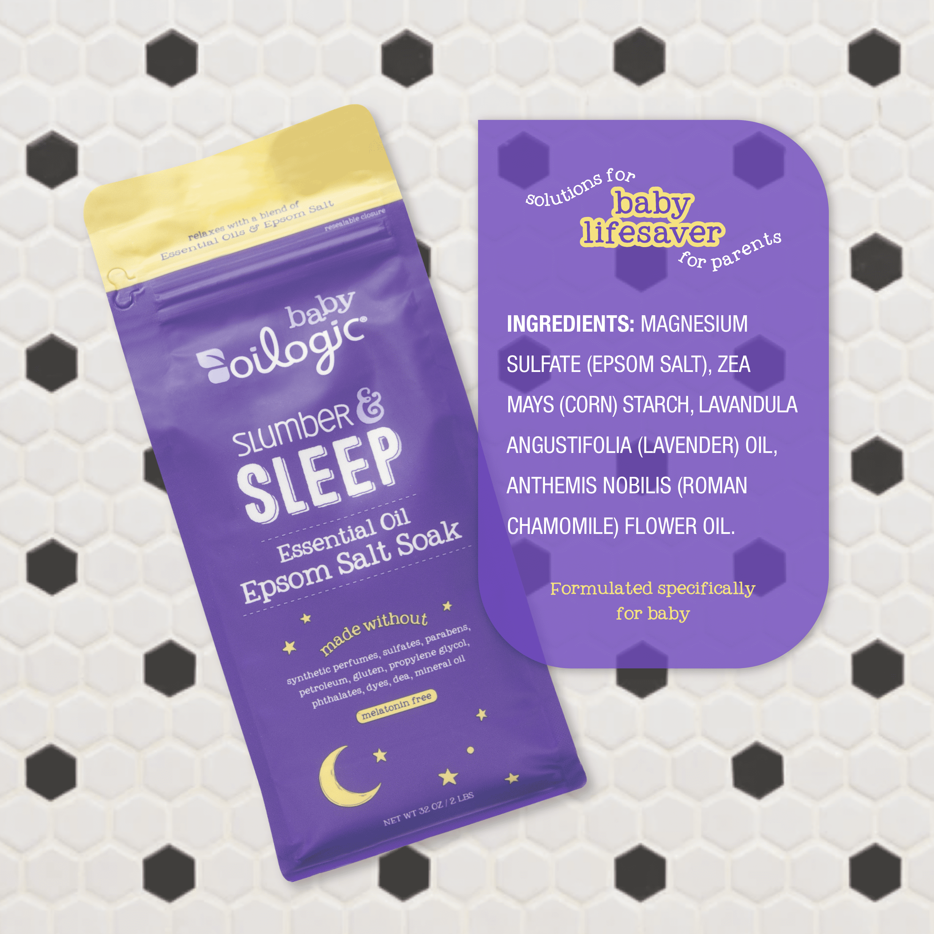 (4 pack) Oilogic Slumber & Sleep Essential Oil Epsom Salt for Baby, 2lb