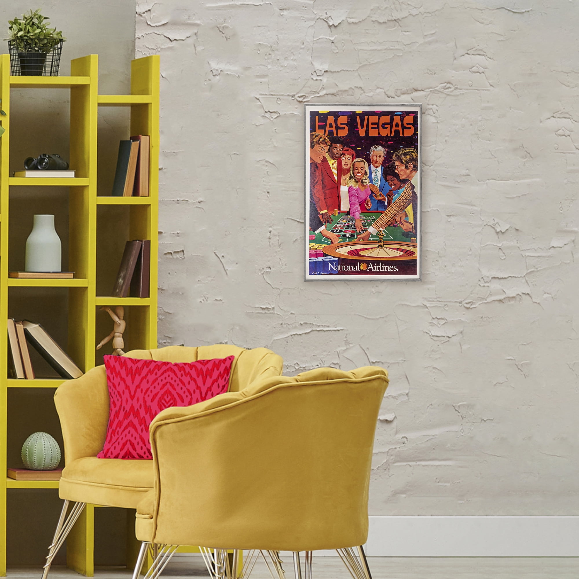 Stupell Industries Vintage Las Vegas Casino Gray Framed Giclee Art, design by Vintage Posters