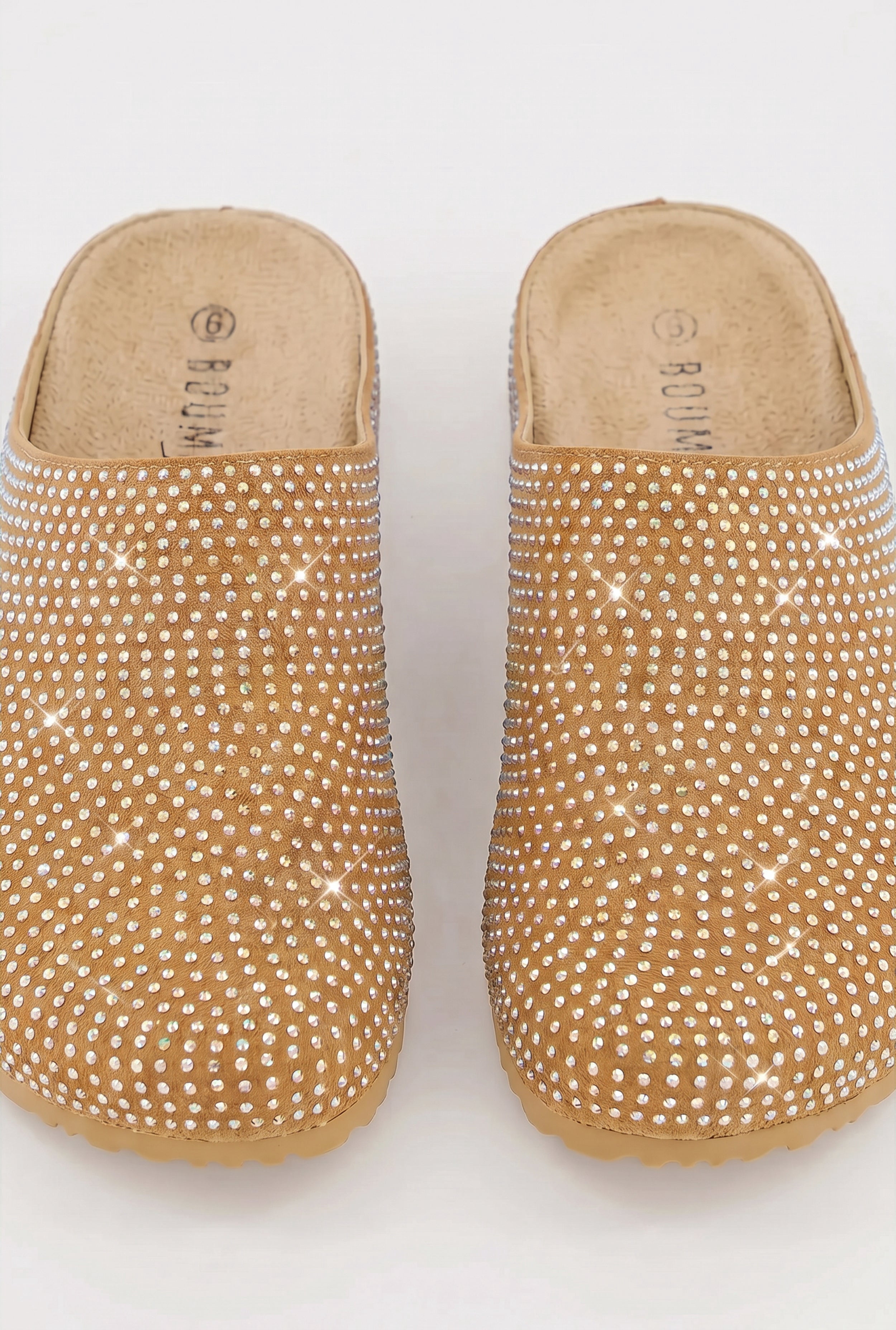 Women's Rhinestone Studded Low Platform Clogs