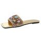 thumbnail image 1 of Glitter Jeweled Flats Square Toe Slippers Slide On Sandals, 1 of 6