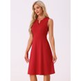 thumbnail image 4 of DARING DIVA Women's Belted Waist V Neck Sleeveless Work Dresses XL Red, 4 of 6