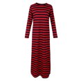 thumbnail image 1 of Vestido de manga larga para mujer Vestido de cóctel largo elegante a rayas con cuello vintage - rojo, METRO Sunnimix Maxi vestido de manga larga, 1 of 8