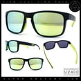 thumbnail image 2 of Polarized Color Mirror Light Weight Rectangle Sport Plastic Sunglasses Black Neon - Yellow Mirror, 2 of 8