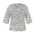 thumbnail image 3 of Hvot&aat Women's 3/4 Sleeve Tops V Neck Fashion Printed T-shirt Casual Regular Blouse Soft Daily Blouse, 3 of 4