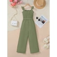 thumbnail image 6 of PureChapter Girls Romper Girls Jumpsuit Solid Color Ruffle Strap Smocked Jumpsuit with Belt & Pockets 5-12Y, 6 of 9