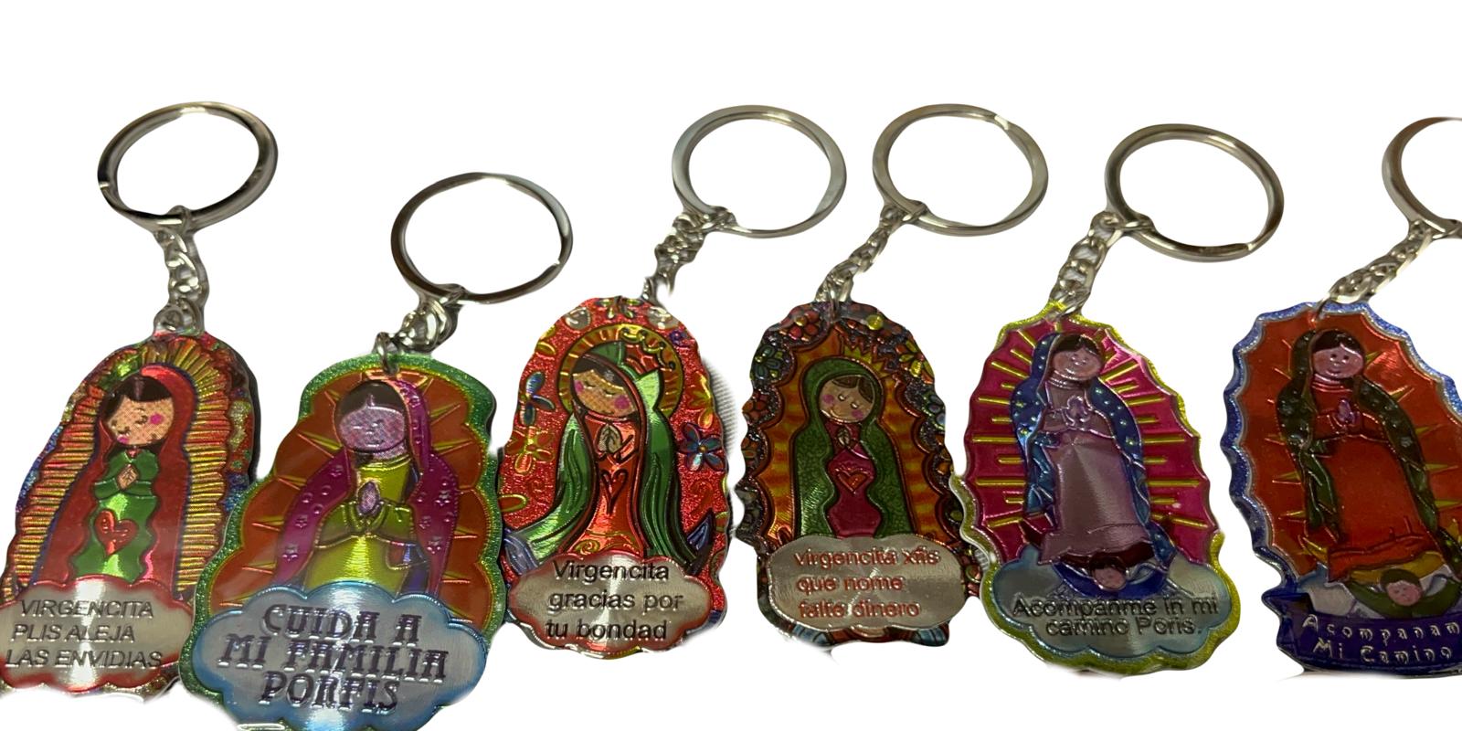 12PCs Our Lady of Guadalupe Communion Baptism Favors Keychain Bautizo Recuerdos Guadalupe Virgencita Keyring