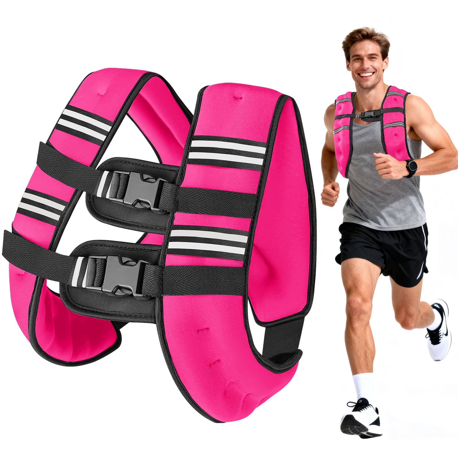 Weighted Vest Pink 12 Lb Weight Vest for Woman Men Sport Weighted Vest with Reflective Stripe Adjustable Buckle Straps Mesh Pocket for Strength Training Running