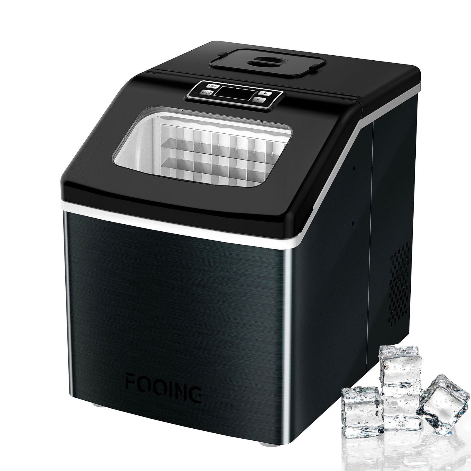 FOOING Ice Maker 40 lb Freestanding Countertop Ice Machine Squares Ice
