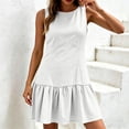 thumbnail image 6 of Vivianyo HD Women's Round Neck Mini Dress, Summer Casual Fit And Flare Dress for Women, With Sleeveless Design and Ruffle Hem, Women's M, Sizes S-2XL, 6 of 8