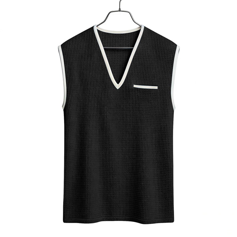 Ynynloco Men's Waffle Knit Sweater Vest V Neck Regular Fit Knit