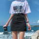 thumbnail image 3 of Vestido mini de mezclilla negra 2022, nuevo estilo, falda de línea A de cintura alta, vestido informal versátil de talla grande para mujer, verano, 3 of 5