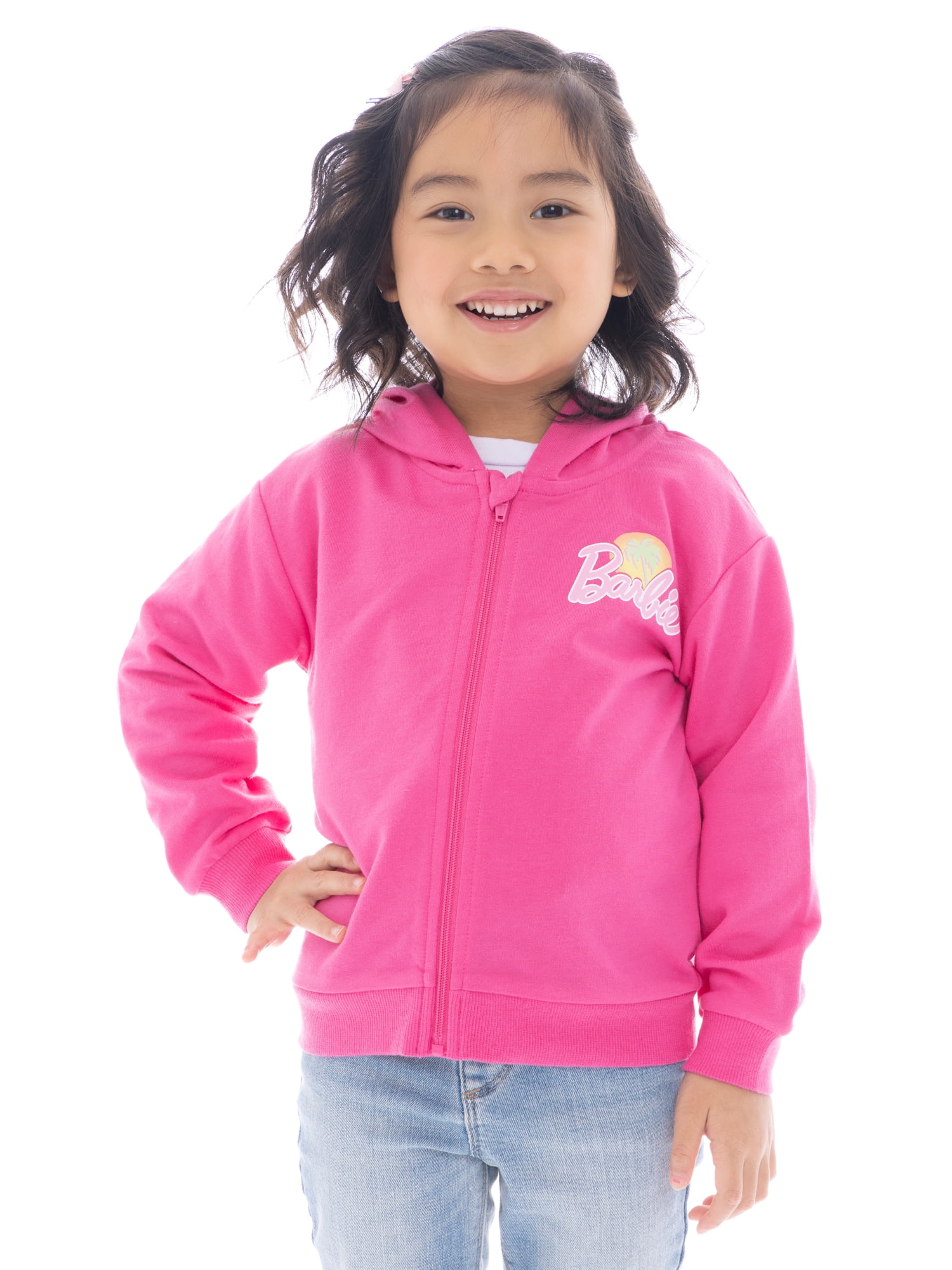 Barbie Toddler Girls' Full-Zip Hoodie with Front & Back Graphics, Sizes 12M-5T