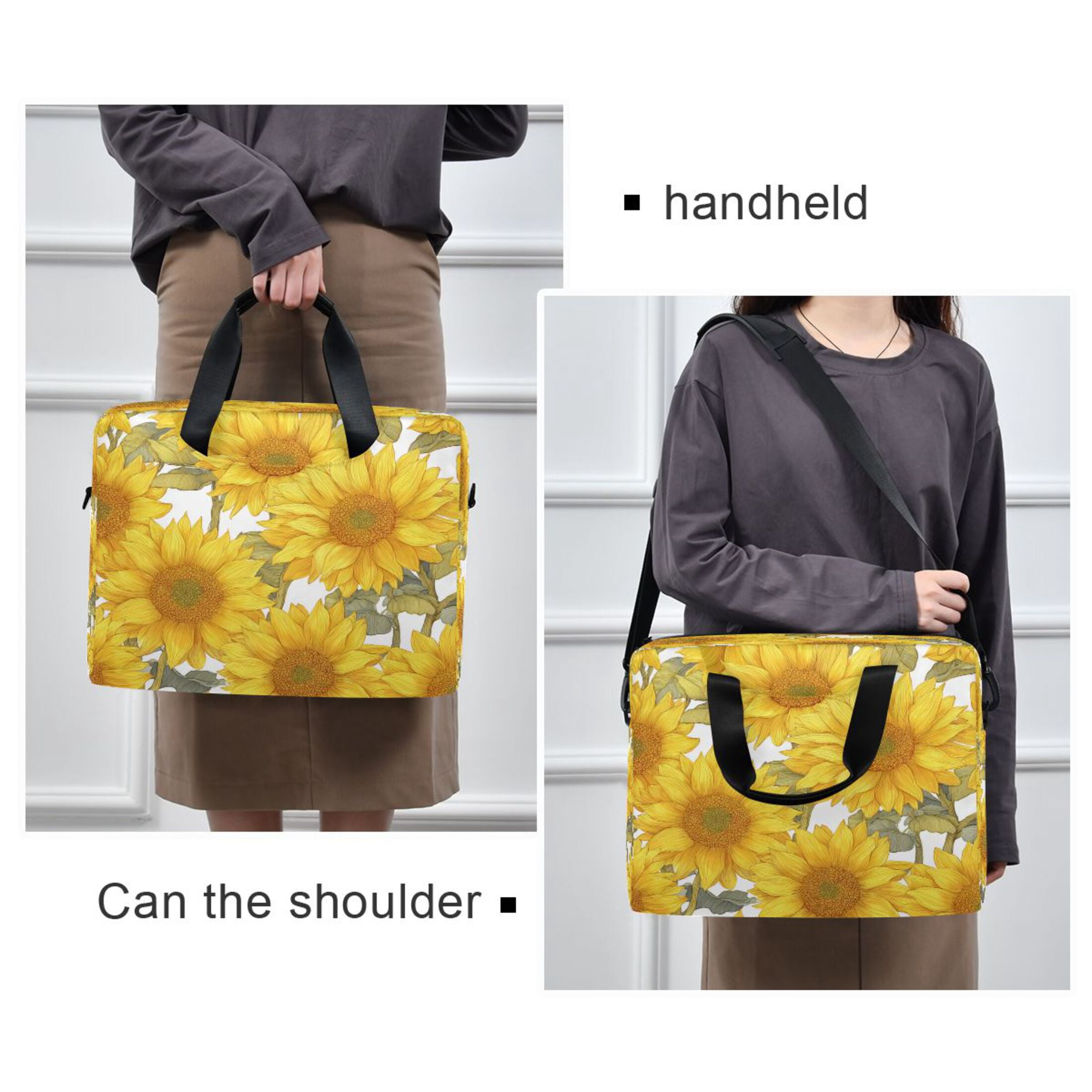 16" Laptop Tote Bag Laptop Sleeve Case Computer Briefcase for Work & Travel Sunflowers Pattern
